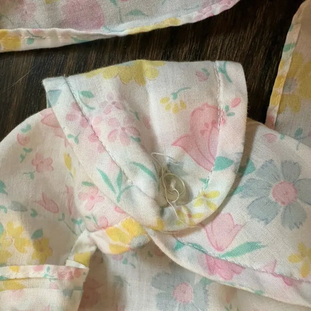 Baby Bonnet Hat Floral Lace Trim Ties